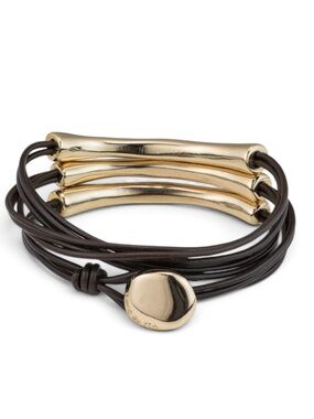 UNOde50 NOT TO BE Multi Strand Leather Wrap BRACELET GOLD